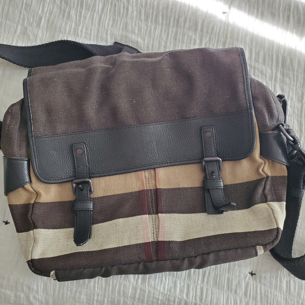 Burberry Addison House Check Canvas ans Leather Messanger Crossbody Bag